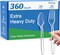 360 Count Extra Heavy Duty Clear Plastic Forks and Spoons, 180 Forks & 180 Spoons, Heat Resistant, Disposable Plastic Silverware, Disposable Spoons and Forks Set Plastic